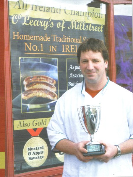 James O'Leary pictured with the cup he received for "All-Ireland Supreme Sausage Maker"