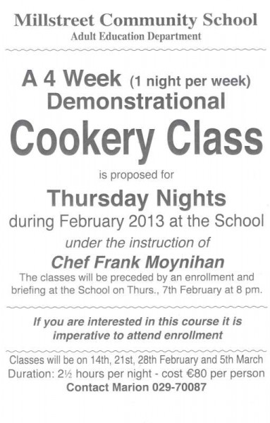 Cookery Class poster 2013