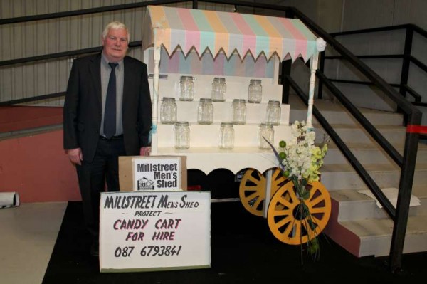 Bertie Buckley of Millstreet  Men's Shed displaying their wonderfully impressive "Candy Cart" at the Bride and Groom Show in Green Glens on Sunday, 10th February 2013.  (S.R.)