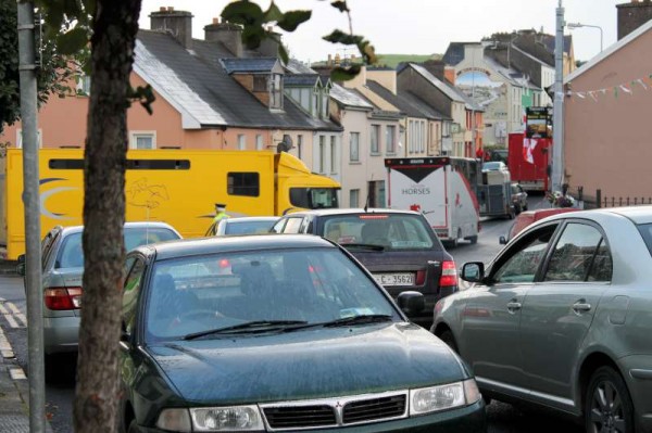 Millstreet International Show town traffic on Sunday evening, 18th August 2013