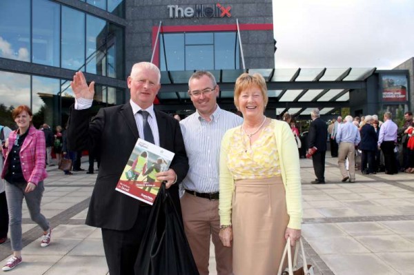 Representing Millstreet Tidy Towns Association at today's national awards at the Helix Theatre, Dublin - From left: Denis Hickey, Derry Sheehan (Chairman, Millstreet T.T.A.) and Noreen Dennehy.  My role was to record the wonderfully uplifting event at which Millstreet received a further Bronze medal, gained one extra mark which is now at 296 (20 marks behind Moynalty, Co. Meath which Ireland's Tidiest Town 2013).  We also got to meet with members of Killarney T.T.A. (Winner) and we note that we are first in our category in Cork (North).