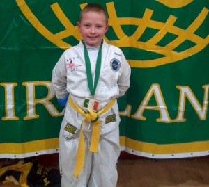 2013-11-24 Joshua O'Sullivan, Ballydaly pictured with his gold medal for sparring at the Irish Open Taekwondo Championships-800