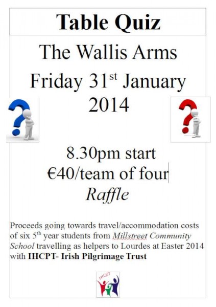 2014-01-14 Millstreet Community School IHCP Table Quiz - poster