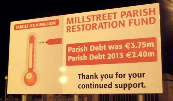 An update on the Millstreet Parish Restoration Fund in the new display which is located in the Church Grounds.   Click on image to enlarge.  (S.R.)