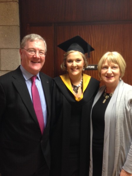 Fiona Howard past pupil of Kilcorney National School graduated in General Nursing at the University of Limerick this week. Pictured with her parents Donie and Mary. 