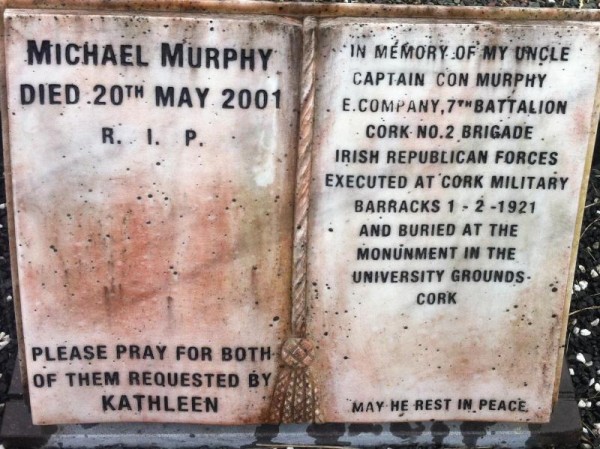 2014 Memorial Plaque to Captain Con Murphy in Drishane Cemetery_