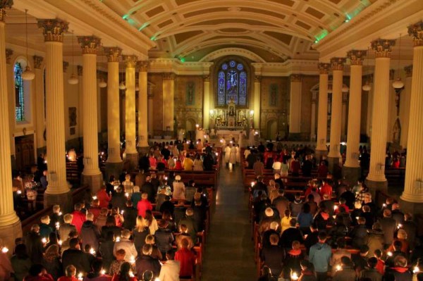 The Sacred Ceremony of Holy Saturday in St. Patrick's Church, Millstreet.   The exquisite Easter Garden.  Celebrating the memory of King Mahon.   International Musician, Liam O'Connor featuring in the equestrian world - Just some of the many aspects of Millstreet life we covered on Holy Saturday 2014.   We shall prepare full features later but here we give a brief outline of some of these very special events on 19th April 2014.   Click on the images to enlarge.  (S.R.)