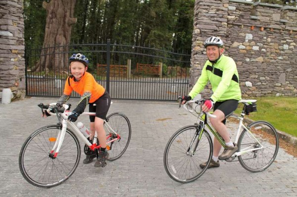 Josh O'Sullivan from Ballydaly with his father, John on a Sunday cycle pictured on Drishane Road, Millstreet.  The gifted father and son cyclists are truly inspiring in regard to their enthusiasm for this marvellous sport.   John is also superbly involved in the sports of Taekwon-Do  and Swimming.   Click on the images to enlarge.  (S.R.)