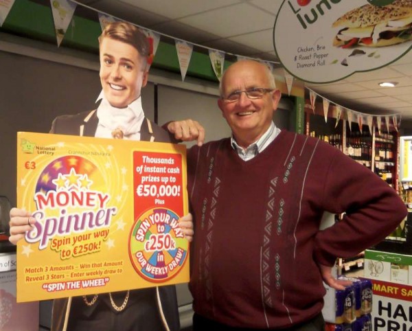 While Brian Ormond is concern to promote the National Lottery - Millsteet's Jerry Lehane emphasises the great success and importance of our Local Weekly Lotto with which Jerry has been so dedicatedly involved for many years.  Click on the images to enlarge.  (S.R.)