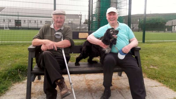 Denis and Dan with their loyal pet dog comment on  the superb ongoing developments in Millstreet Town Park as Patrick and Tony give a wonderfully fresh new look to the Park Gates and maintain the vast grass area in a splendid manner.  Click on the images to enlarge.  (S.R.)