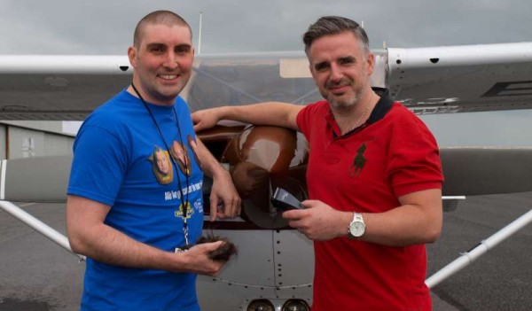 JP Randles (Galway Flying Club) with John McGuire (Fat Tony's Barber Shop) after The Mile High Shave.