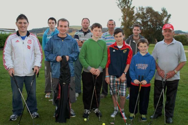 With Shane Browne almost getting a hole-in-one in the Two Ball Scramble at Millstreet Pitch & Putt Course on Monday evening, the willing teams included Colin Murphy with Con Buckley and Simon Murphy with Shane Browne.   Pictured here are the enthusiastic participants.   Click on the images to enlarge.  (S.R.)