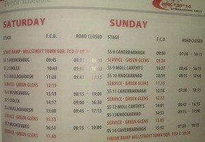 2014-10-04 Stage Times for the Cork 20