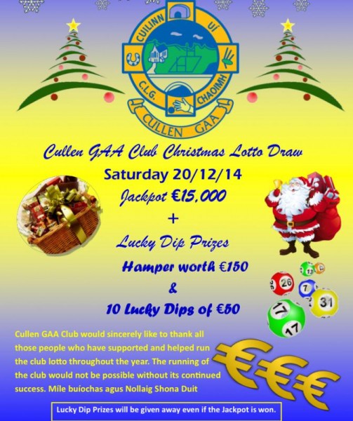 2014-12-20 Cullen GAA Christmas Lotto - poster