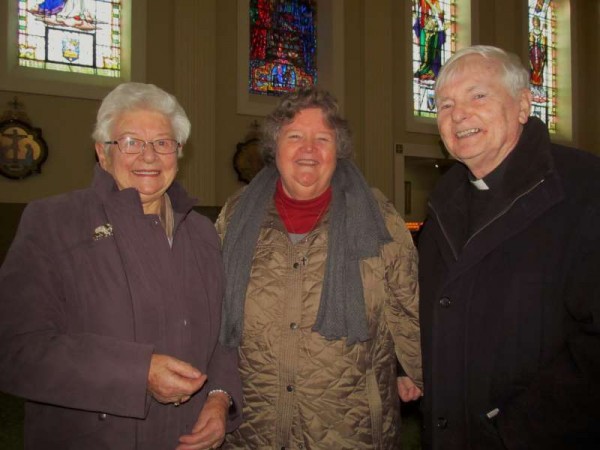 Meeting with Sr. Patricia Creedon (centre) in St. Patrick's Church, Millstreet this Thursday morning - Eily Buckley and Fr. Paddy O'Byrne who had celebrated the 10.00 a.m. Mass.  (S.R.)