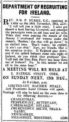 1915-12-12 WWI Recruitment Meeting in Millstreet