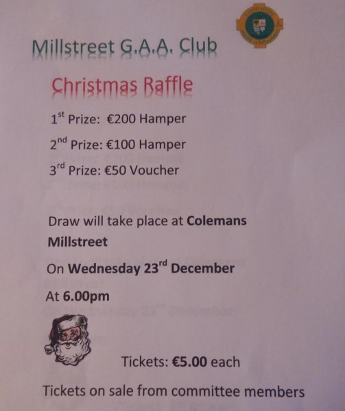 2015-12-13 Millstreet GAA Club - Christmas Raffle - poster