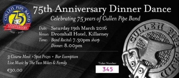 2016-03-19 - Cullen Pipe Band 75th Anniversary Dinner Dance - ticket