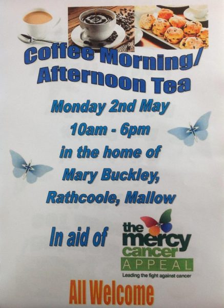 2016-05-02 Coffee Morning Afternoon Tea Fundraiser in aid of Mercy Hospital Cancer Appeal - poster_rsz