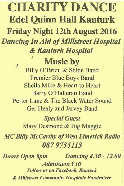 Charity Dance in aid of Millstreet & Kanturk Hospitals - poster-1000