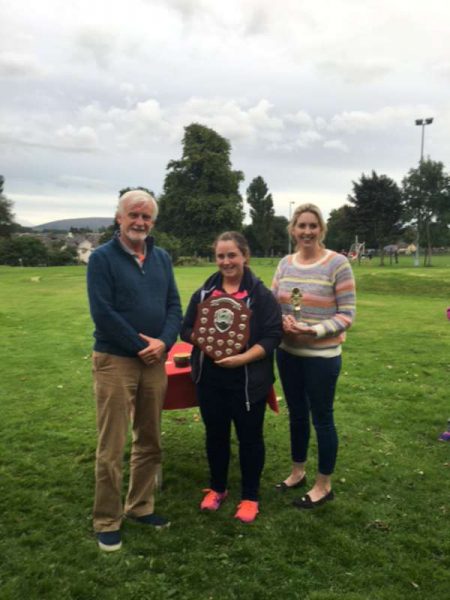 Discount Store Trophy presentation . Barry Frazer, Deirdre Looney and runner up Mairead Reen